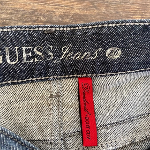 Guess Daredevil Bootcut 26/33 Tattered Jeans - Picture 5 of 9